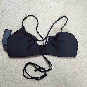 Volcom Bikini Top Womens Size M Black Simply Seamless Scoop Tie Back Swimsuit - Picture 1 of 6