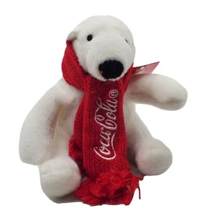 Coca-Cola Polar Bear (LOT OF 2) NEW Plush w/ Red Knit Scarf 4 inch Sealed in Bag - Picture 1 of 8