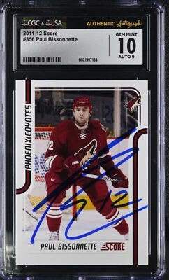 Paul Bissonnette Signed 2011-12 Score Card #356 Biz Nasty CGC 10 JSA 9 Auto - Image 1 of 2