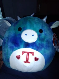 Squishmallow Dominic The Dragon with Rare Letter T and Hearts Soft Plush - 12” - Picture 1 of 2