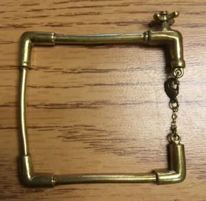 DEFY Chunky Brass Faucet Square Bangle Bracelet - Picture 1 of 3