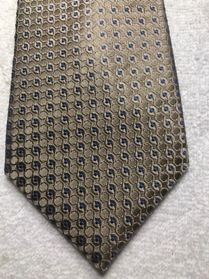 Gravata masculina TASSO ELBA BEGE CÁQUI COM AZUL 3,75 X 59 - Imagem 1 de 4