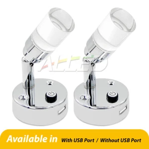 2x 12v LED Reading Table Bedside Lights Caravan Campervan Boat RV Motorhome Lamp - Picture 1 of 19