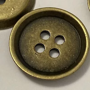 Real Metal Antique Brass / Bronze Buttons 28L (17mm) Pack Of 6 - Picture 1 of 3