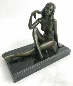 Erotic Bronze Nude Girl Sculpture / figurine, Artwork Gift, Ormanent. Hand Made - Picture 1 of 10
