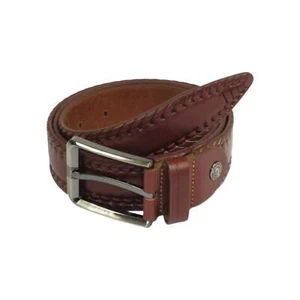 Men's Belt By PICCODER Turkey Genuine Leather Stitched 5021 Brown - Picture 1 of 10
