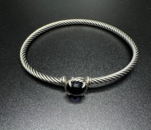 David Yurman 'Petite Chatelaine' Amethyst Sterling Silver 3mm Bracelet - Picture 1 of 3