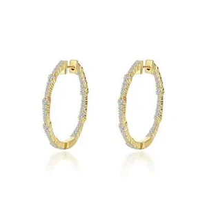 BRAND NEW Lafonn Yellow Gold Plated 1.42CTW Diamond Hoop Earrings E0603CLG00 - Picture 1 of 2