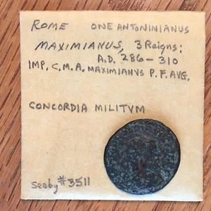 286-310 AD Maximianus One Antoninianus Concordia Militvm 3 Reigns #G302 - Picture 1 of 6