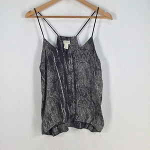 H&M womens cami tank top size 8 black geometric sleeveless Vneck 062857 - Picture 1 of 8