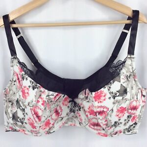Cacique Lane Bryant Lightly Lined French Balconette Bra Size 46DDD Lace Floral