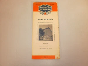 Karte 2 Neuengland Mittelatlantik konsolidierte Touren The Hotel Map Bethlehem PA '52 - Bild 1 von 4