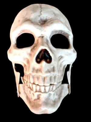 Skeleton Mask Skull Hinged Jaw Halloween Costume Party Scary Cosplay White Bones - Image 1 of 4