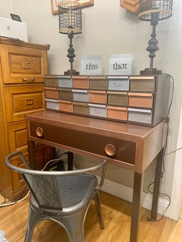 OOAK MCM Simons Art Deco Vintage Industrial desk retro steel W/ Cabinet & Chair Cover