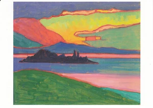 Tarjeta de arte / Postcard Art - Gabriele Münter: puesta de sol sobre el lago Staffelsee - Imagen 1 de 1