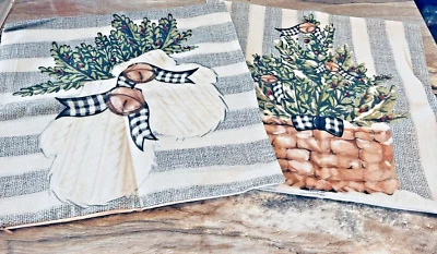 Holly Berry Basket Mittens Bells Christmas Pillow Covers 17" x 17" New! Lot of 2 - Image 1 of 4