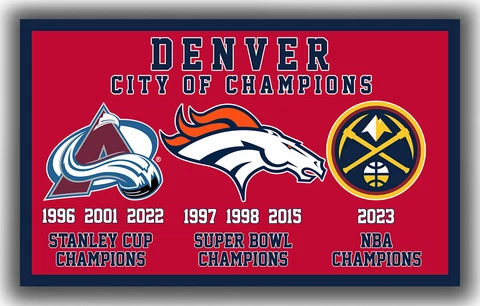 Denver City Of Champions Flag 90x150cm 3x5ft Avalanche Broncos Nuggets Banner Cover