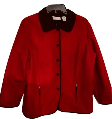 Chaqueta Alfred Dunner Roja Polar Manga Larga 2 Bolsillos con Cremallera Botón Frontal Talla 16P Foto 1 de 4