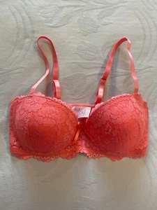 NWOT Jessica Simpson Padded Lace Push Up Bra (Size 34B, Color Pink) - Picture 1 of 4