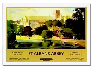 St Albans Abbey #2 Railway Vintage Advert Travel Poster Cathedral City Picture - Picture 1 of 6