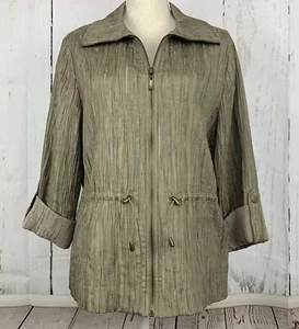 Ruby Rd Textured Zip Up Front Adjustable Waist Blazer Jacket 3/4 Sleeve Size 14 - Picture 1 of 5