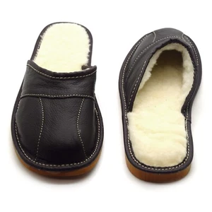 Mens 100% Leather Warmed Lining Slippers Handmade Size 6.5 7.5 8 9 9.5 10.5 11 - Picture 1 of 10