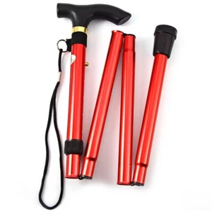 Adjustable Aluminum Metal Cane Walking Stick Folding Outdoor Walkers Tool RED - Picture 1 of 3