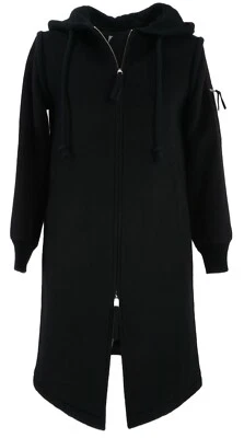 Novo Casaco Longo Feminino Alexander Wang Veltvet XS Preto Mescla de Lã Zíper com Capuz 1205$ - Imagem 1 de 4