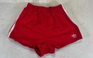 Vintage Adidas 80s Red Twill Striped Retro Sport Shorts 2" Inseam Size Medium - Picture 1 of 6