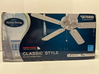 Harbor Breeze Classic 52-in White Indoor Ceiling Fan - 5-Blade Model 0076888 - Image 1 of 3