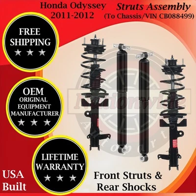 Amortiguador delantero y trasero Monroe OEM para Honda Odyssey 2011-2012 Lifetime Warran. Foto 1 de 4