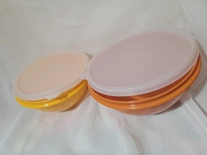 De colección Tupperware #235-2 Wonderlier 6" AMARILLO/NARANJA Cuenco y 234-19 NUEVO STOCK ANTIGUO - Imagen 1 de 8