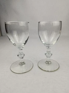 Vintage Libbey Georgian Cordial Gläser 2er Set klarer Stiel Schnaps Wein Saft - Bild 1 von 5