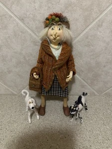 Slightly Weathered Ladies Doll Handmade with Two Doggies Approx 17" Tall - Picture 1 of 24