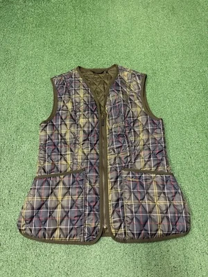 Barbour Tartan Betty Women's Quilted Vest Size 10 Olive Green Plaid Zip Hiking - Image 1 of 4