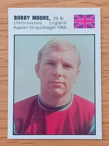 1970 Swedish Bobby Moore West Ham Williams Forlags Football Card - Picture 1 of 2