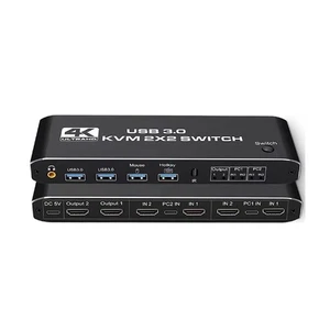 2 in 2 out Dual Monitor HDMI KVM Switch Display USB 3.0 HDMI KVM Switch - Afbeelding 1 van 15