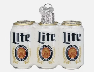 Alte Welt Weihnachten MILLER LITE SIXPACK (32564) Glas Ornament - Bild 1 von 2