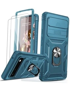 for Google Pixel 6 Case: Phone Case with Slide Camera Cover + 2pcs Blue - Picture 1 of 7
