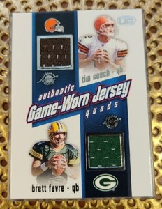 Brett Favre Drew Brees 2002 Pacific Heads Up Quads Authentic Game-Worn Jersey#50