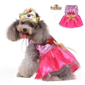 Small Dog Dress Pink Queen Crown Hat XS S M L -  Chihuahua Halloween Costume