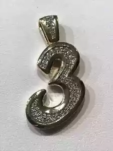 1.30Ct Round Lab-Created Diamond 3 Number Custom Pendant 14K Yellow Gold Plated - Picture 1 of 9