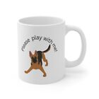 German Shephard canine Please Play with me white c handle Ceramic 11 oz Mug  #C9