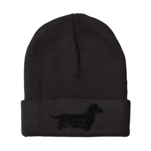 Beanies for Men Dachshund Black Embroidery Winter Hats Women Acrylic Skull Cap - Picture 1 of 19