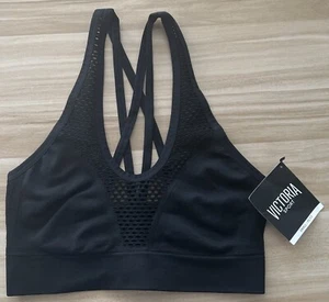 Victoria's Secret Sport Bra Black Strappy Fishnet Sexy Size Small New With Tags - Picture 1 of 15
