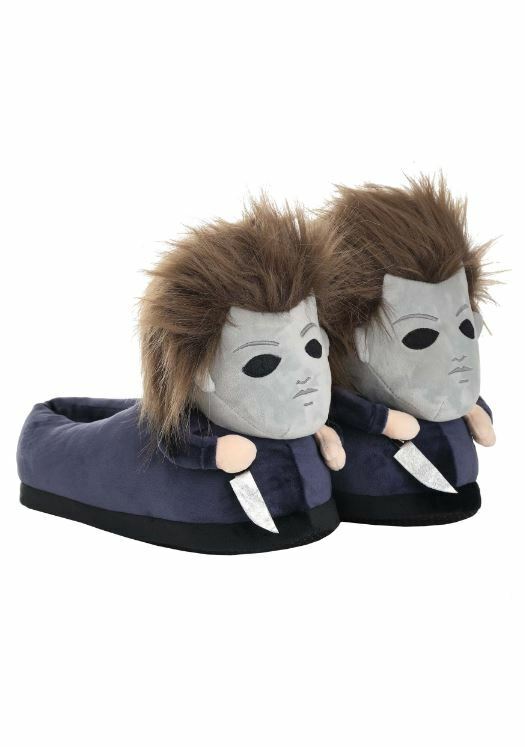 Save Money Officially Licensed Halloween Michael Myers Face Holding Knife Adult Slippers