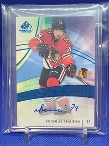 2020-21 Upper Deck Sp Game Used Blue Auto Nicolas Beaudin Chicago Blackhawks 