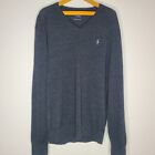 Polo Ralph Lauren Mens 100% Merino Wool Lightweight V-Neck Sweater Size M Gray