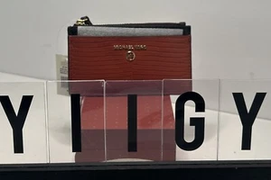 🐼💦 Michael Kors 🐼💦 Jet Set Delgado Cuero Repujado Tarjetero Portatarjetas 🐼 D10o2 - Imagen 1 de 8