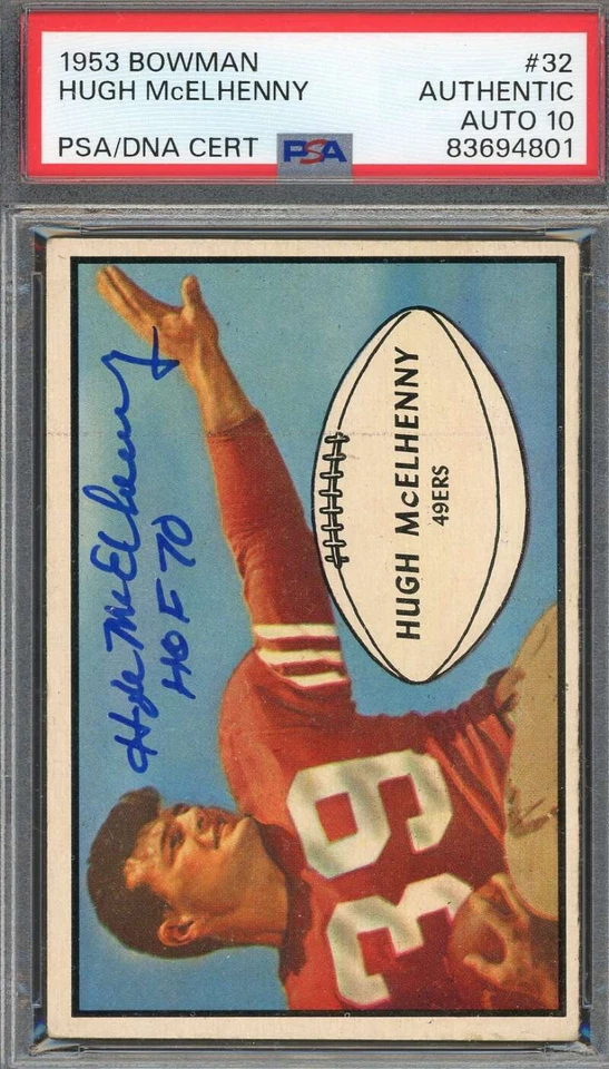 Hugh McElhenny Gem Mint 10 PSA DNA Signed 1953 Bowman Autograph - Image 1 of 1